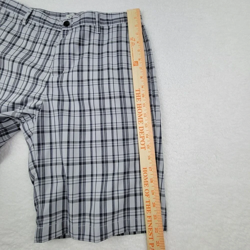 Adidas Golf Shorts‎ Mens 32 Grays Plaid Stretch Lightweight Performance Logo